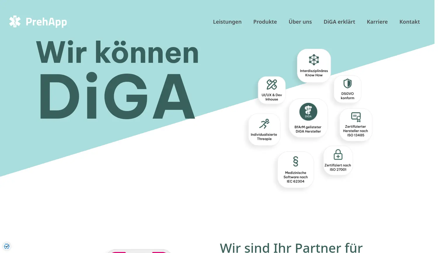 Website-Screenshot von PrehApp GmbH