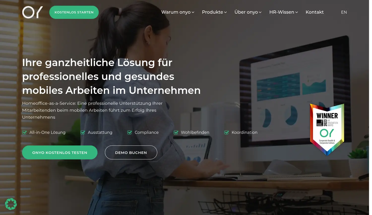 Website-Screenshot von onyo