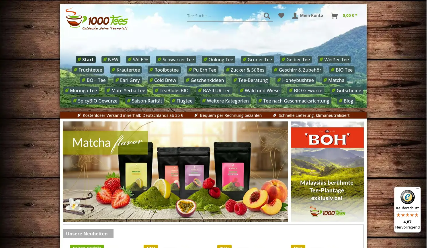 Website-Screenshot von 1000tees