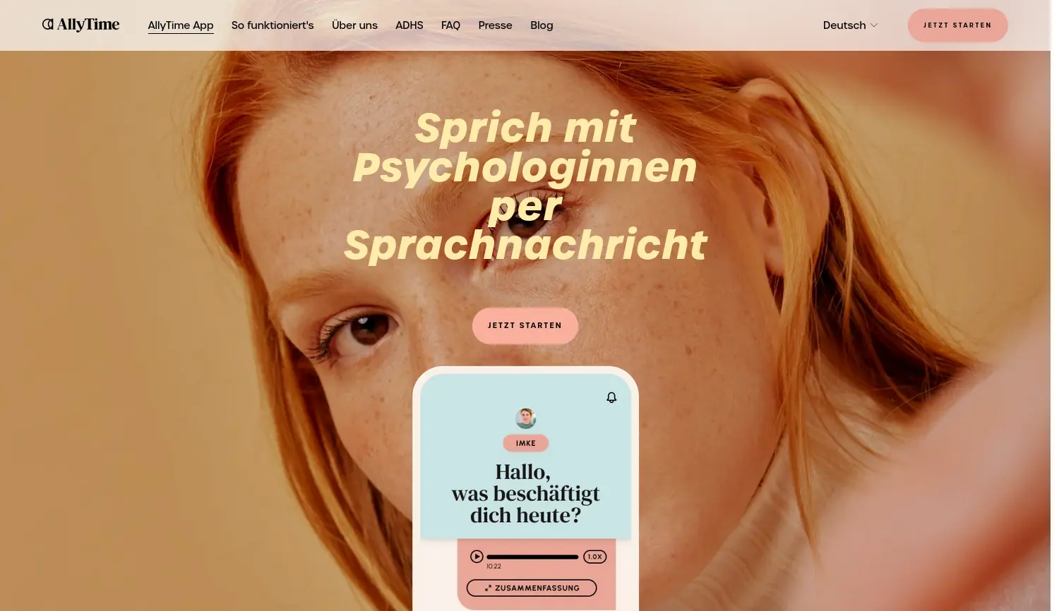 Website-Screenshot von AllyTime