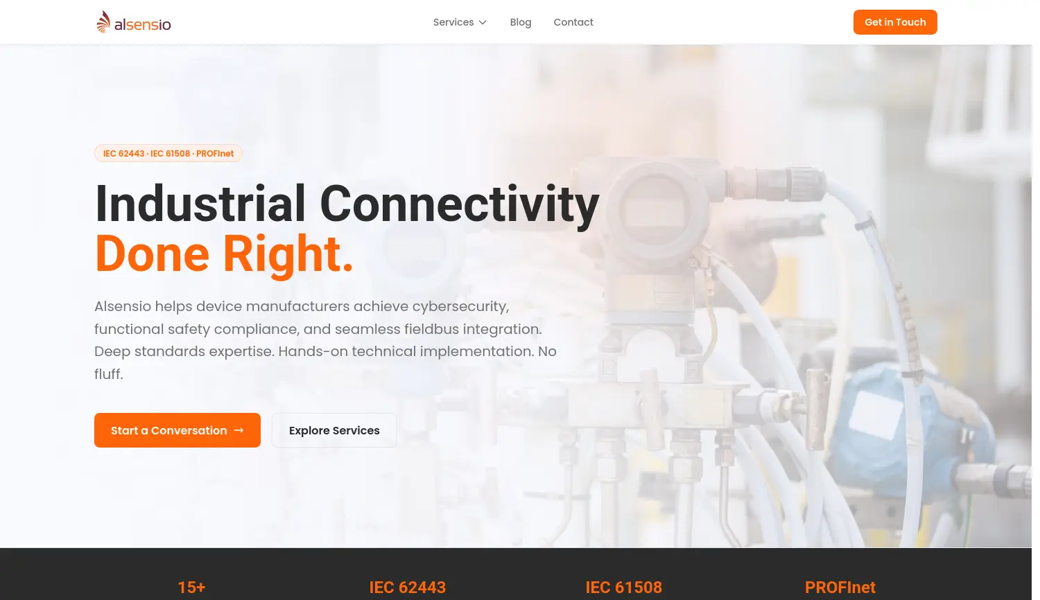 Website-Screenshot von Alsensio
