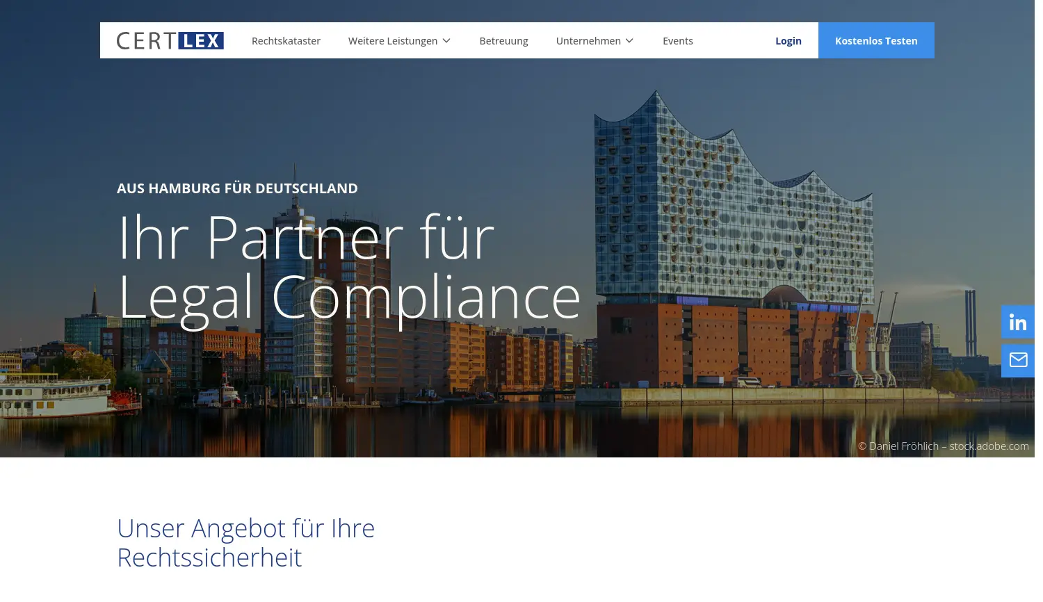 Website-Screenshot von CertLex