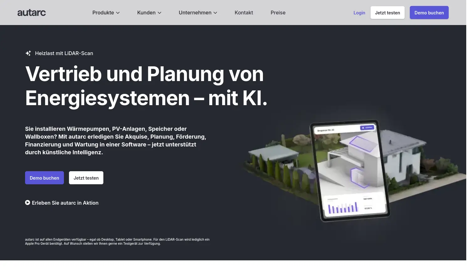 Website-Screenshot von autarc