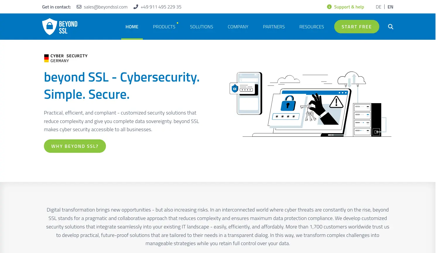 Website-Screenshot von beyond SSL
