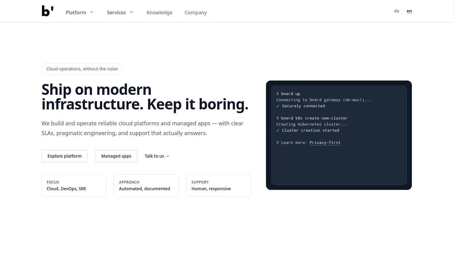 Website-Screenshot von b'nerd